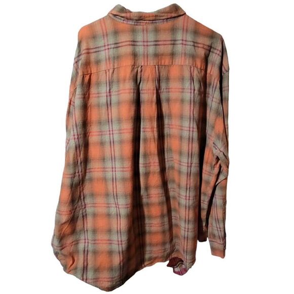 ST. Johns Bay Orange Plaid Long Sleeve XXXL Buttondown Shirt - Picture 2 of 2